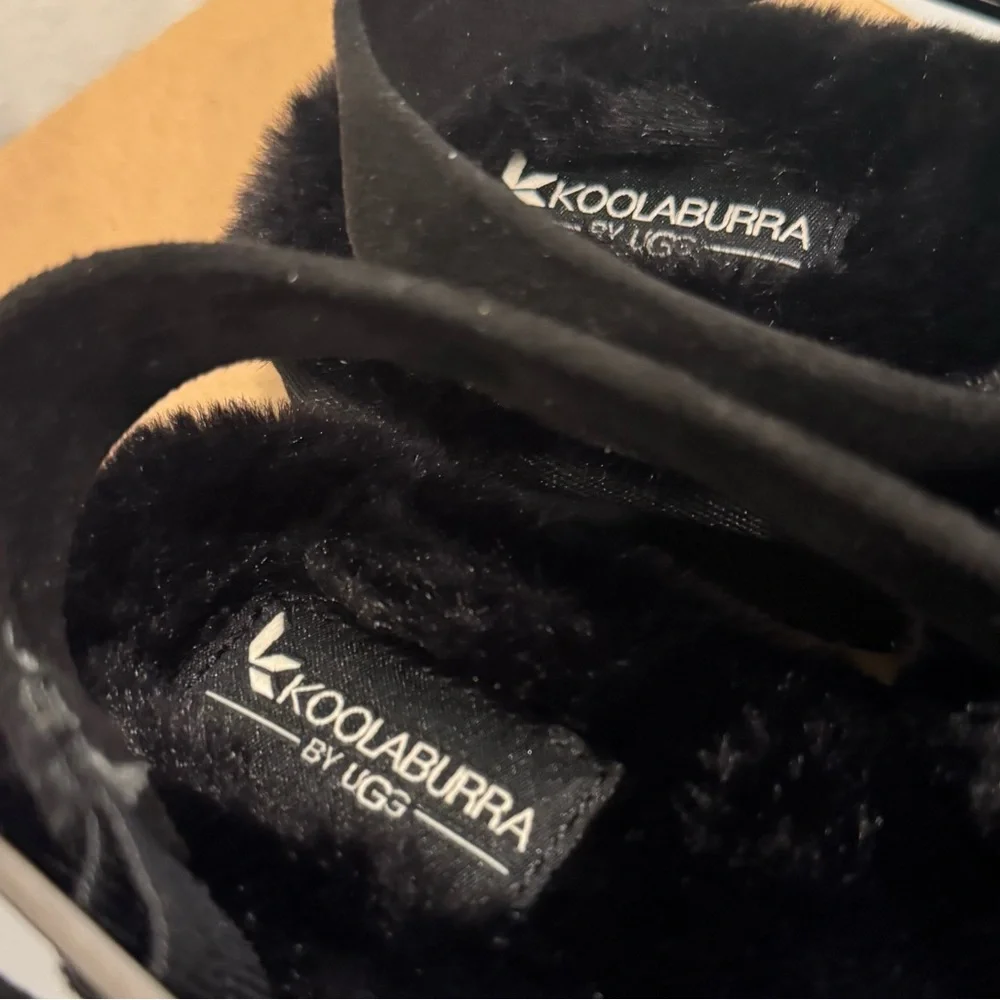 Koolaburra by UGG Adjustable Slide Sandals Fuzz'd Out Black Size 5